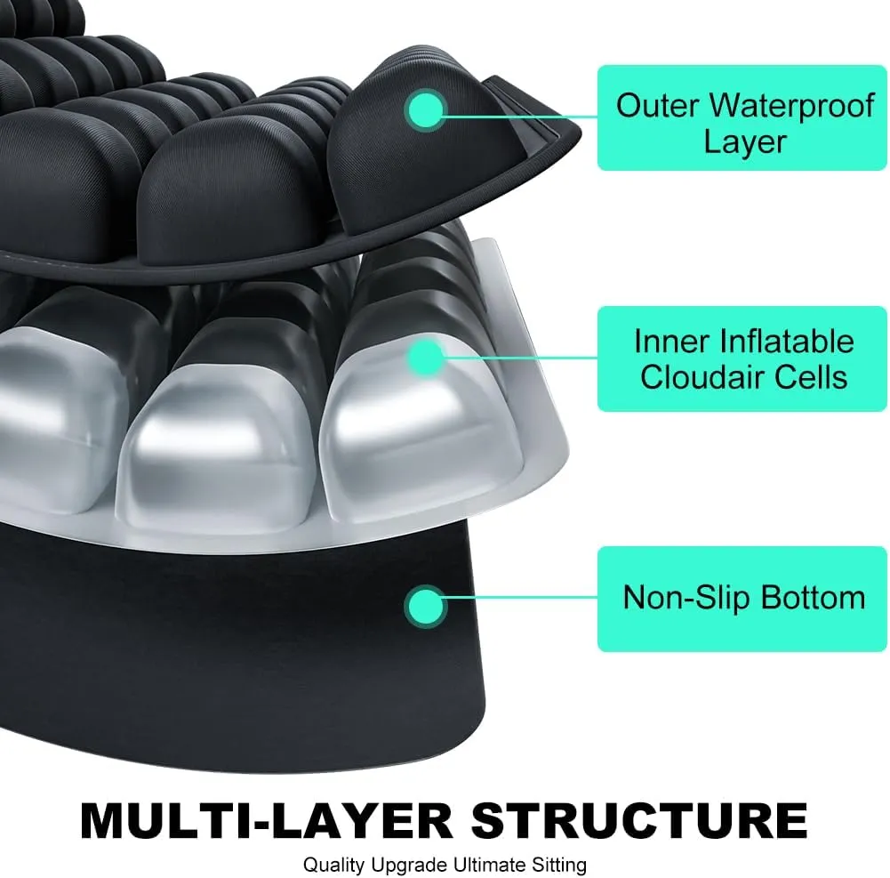 Sondur Travel Cushion,3D Air Inflatable Seat Cushion with Storage Bag, Portable Travel Seat Cushions for Airplane, Car, Office Chair, Wheelchair