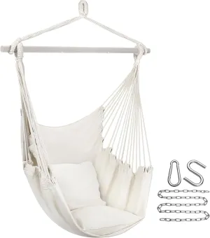 Sorbus Stylish Swing Chair - Fine Cotton Weave for Super Comfort & Durability- Hanging Hammock Chair w/2 Seat Cushions- Portable Outdoor Hanging Chair w/Hardware Kit - Indoor Outdoor Use - Max 265lbs