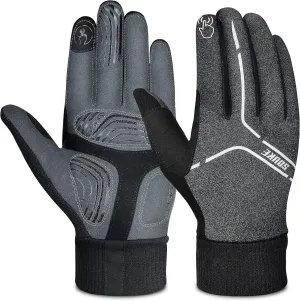 Souke Sports Winter Cycling Gloves Men Women, Touch Screen Padded Bike Glove Water Resistant Windproof Warm Anti-Slip for Running, Biking, Workout
