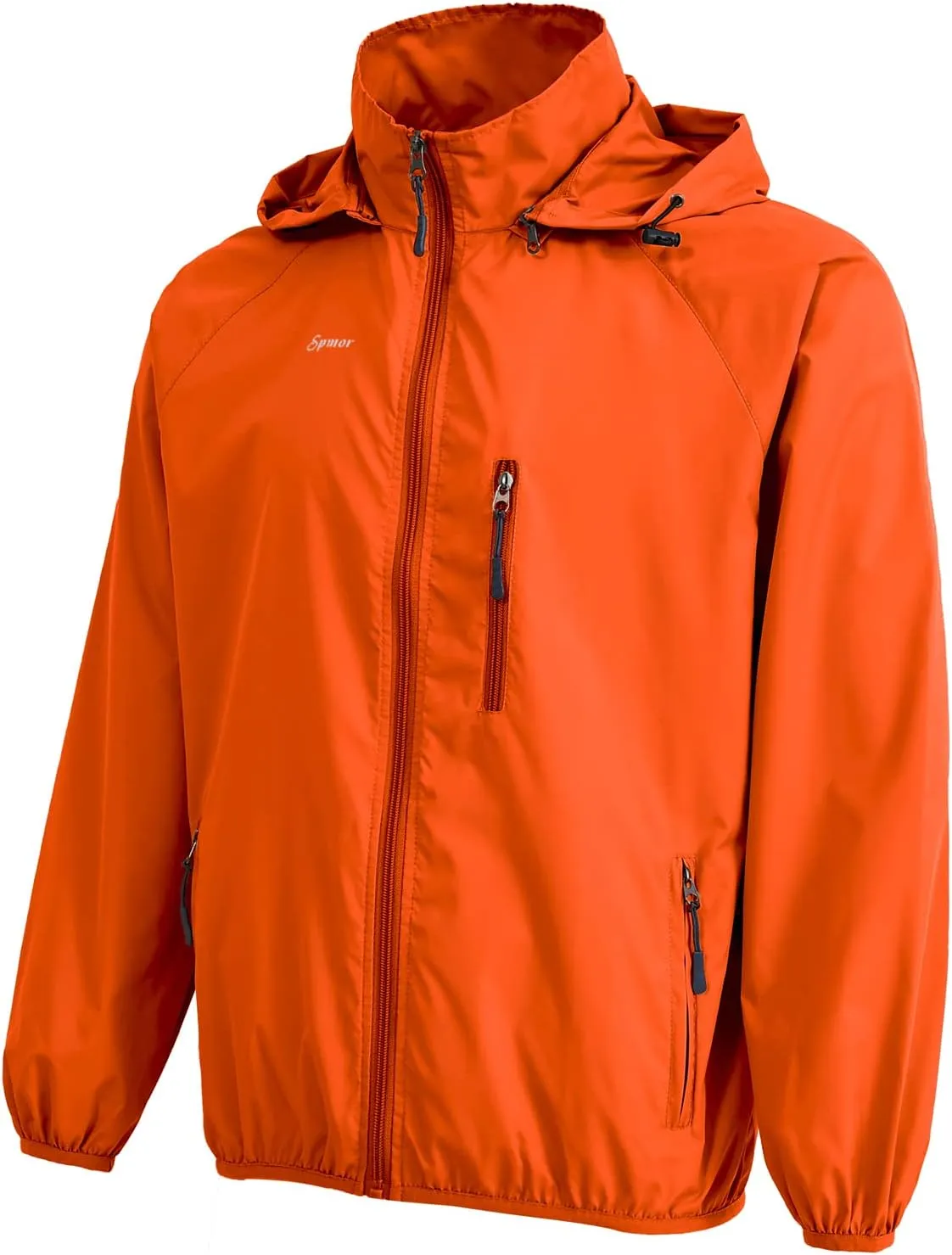Spmor Men's Lightweight Waterproof Jacket Packable Windbreaker Running Coat