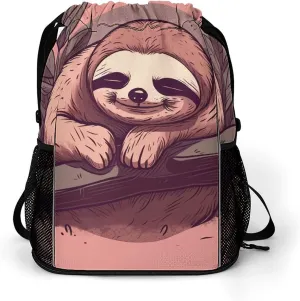Sport Drawstring Backpack Large Capacity Dry And Wet Separation Cute Sloth Sleeping Stuff Sack