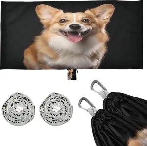 Standing Cute Corgi Camping Hammock, 330 lbs with 2 Tree Straps, Carry Bag, Single Portable Hammock for Outdoor/Indoor, Hiking, Beach, Backpacking, Travel