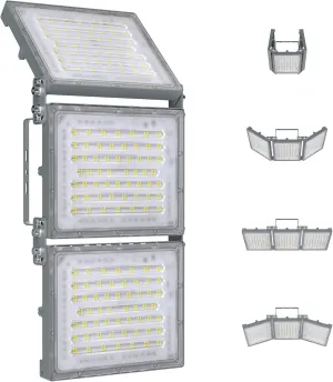 STASUN 600W LED Flood Light, Mini Series Stadium Light, 60000LM 6000K Daylight White, IP66 Waterproof, 3 Adjustable Panels, Outdoor Sports Lighting for Basketball Court, Parking Lot, Baseball Field