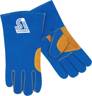 Steiner 025NT-X Welding Gloves, Blue Natural Thumb Premium Split Cowhide Triple Lined, Extra Large