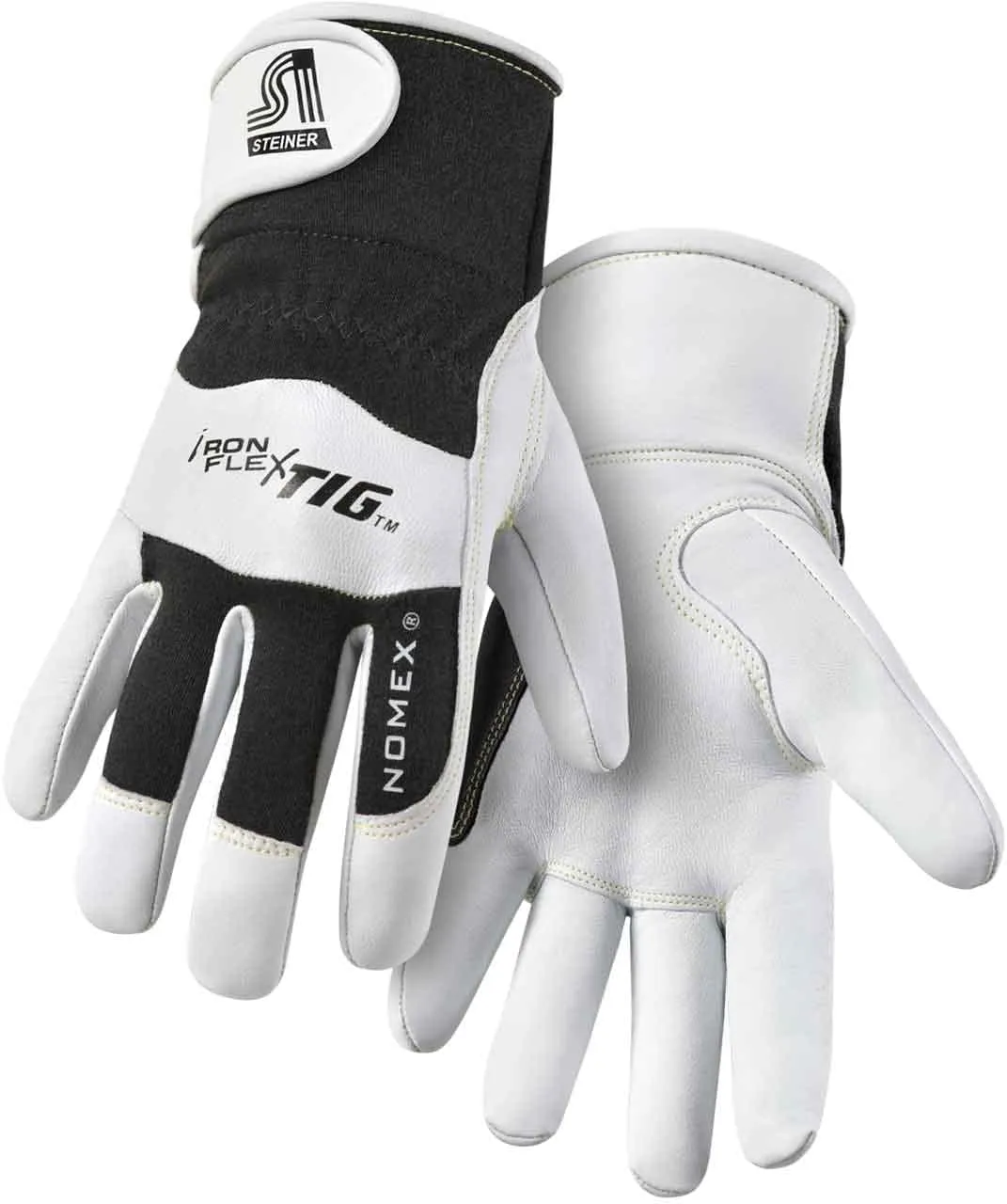 Steiner 0263 Pro-Series IronFlex TIG Premium Kidskin TIG Welding Gloves, Nomex, Poly Lined Back, Adjustable Cuff, Large