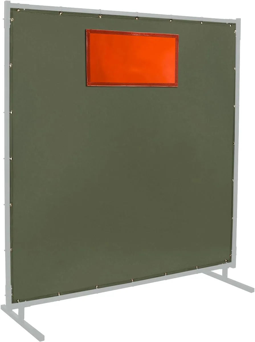 Steiner 301-338F-6X8 Cotton Canvas Duck Protect-O-Screen HD Replacement 12-Ounce Curtain with 14 Mil ArcView Orange Window and Cover Flap, Olive Green, 6' x 8'
