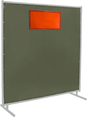 Steiner 301-338F-6X8 Cotton Canvas Duck Protect-O-Screen HD Replacement 12-Ounce Curtain with 14 Mil ArcView Orange Window and Cover Flap, Olive Green, 6' x 8'