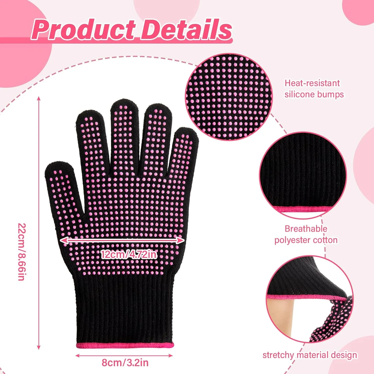 Suhine 20 Pcs Professional Heat Resistant Gloves for Hair Styling Curling Heat Resistant Work Gloves