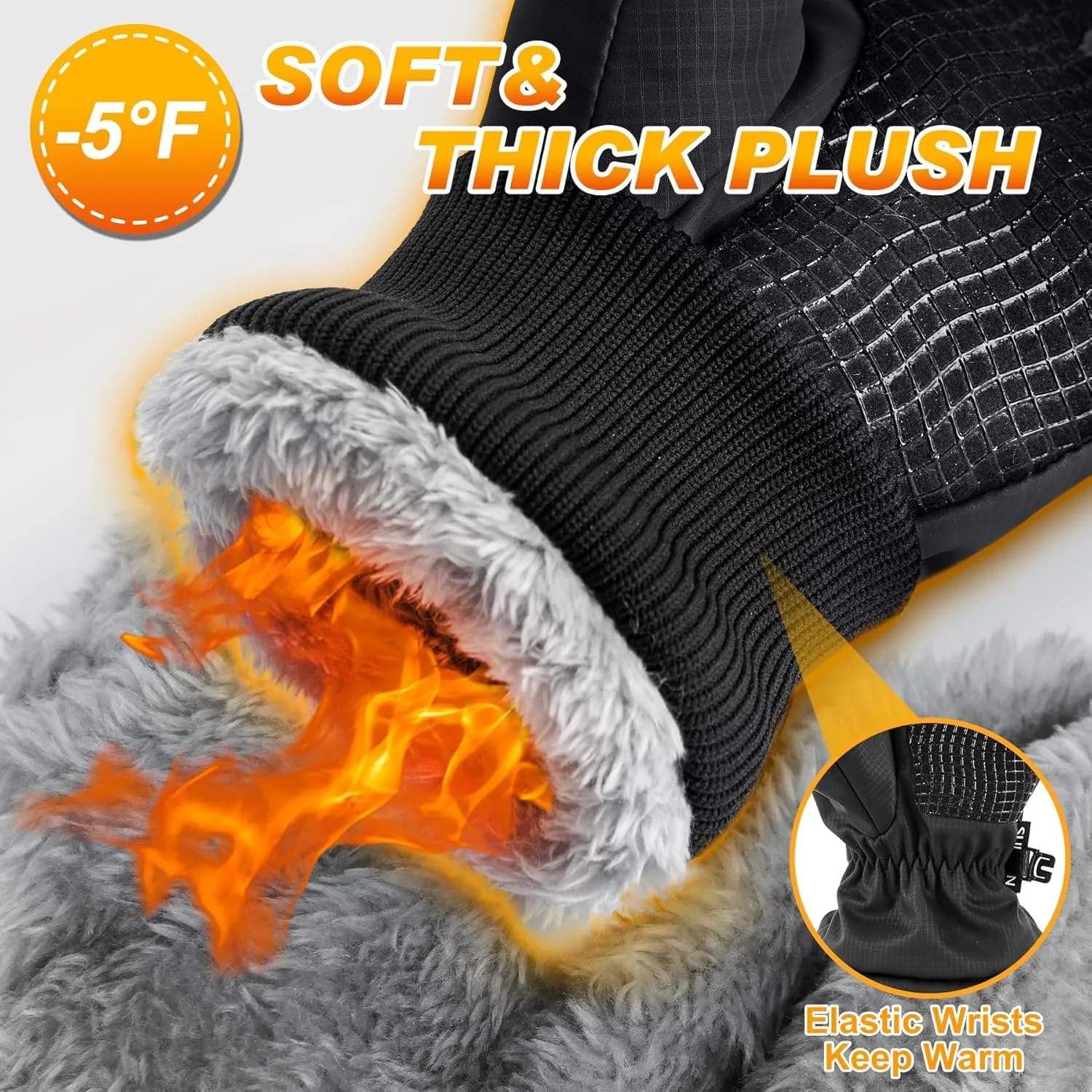 Sukeen Winter Warm Gloves for Men Women,Windproof Ski Gloves Anti-Slip Touch Screen Snow Glove with Thick Plush for Outdoor