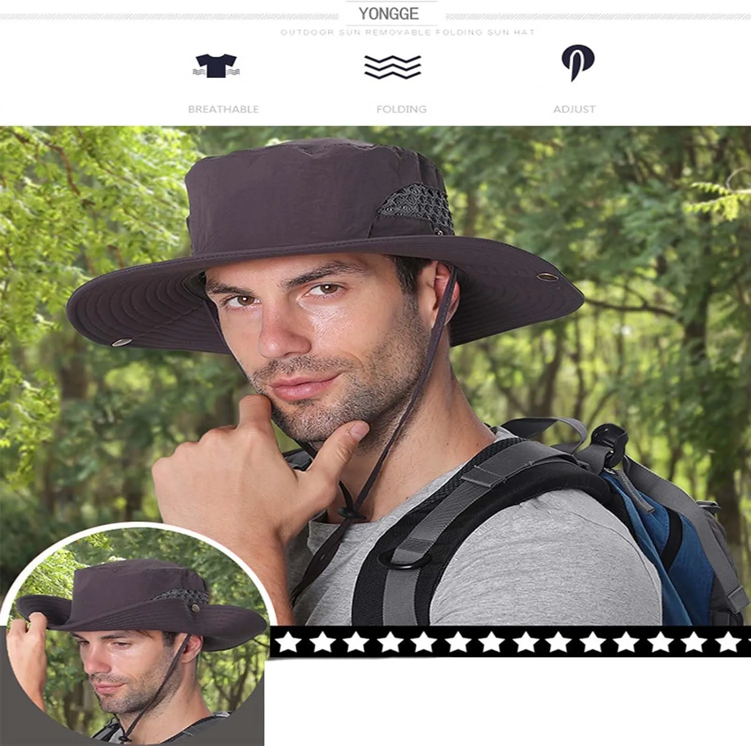 Sun Hats Men Women Fishing Hat Wide Brim UPF 50  Beach Bucket Hats Outdoor Sun Hat Gardening Hat Sun Protection Cap