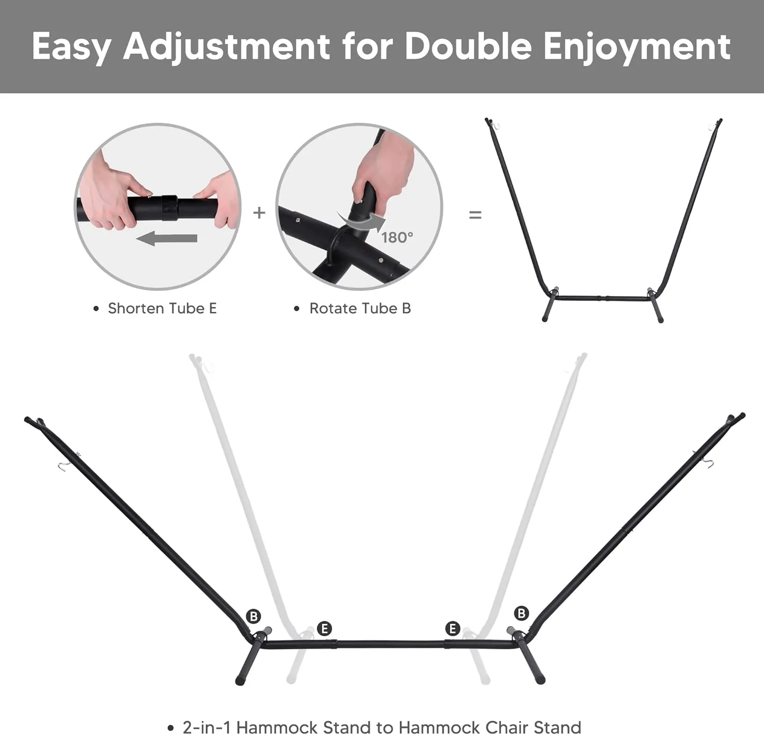 SUNCREAT 2-in-1 Convertible Portable Double Hammock with Stand Included, Outdoor Hammock and Stand, Patent Pending, Sea Blue