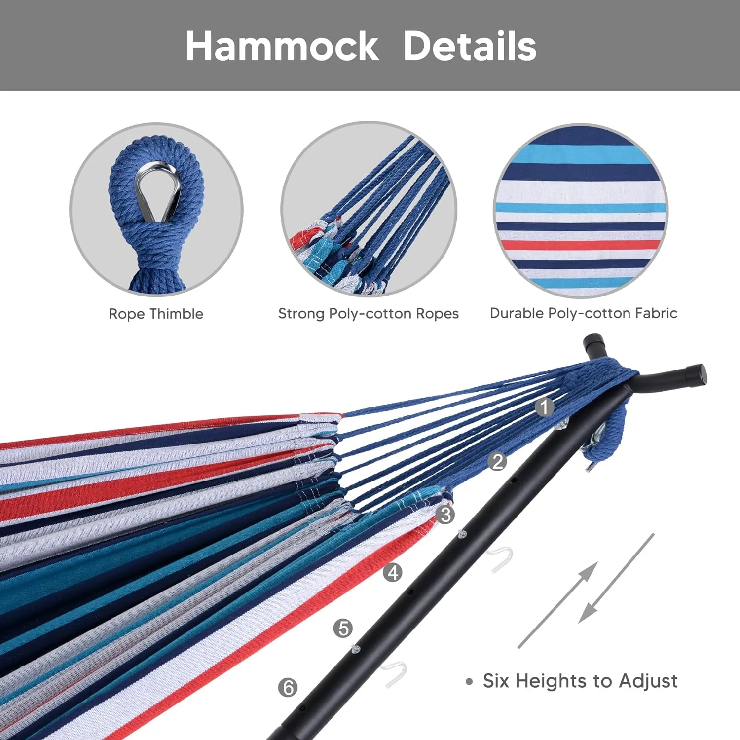 SUNCREAT 2-in-1 Convertible Portable Double Hammock with Stand Included, Outdoor Hammock and Stand, Patent Pending, Sea Blue