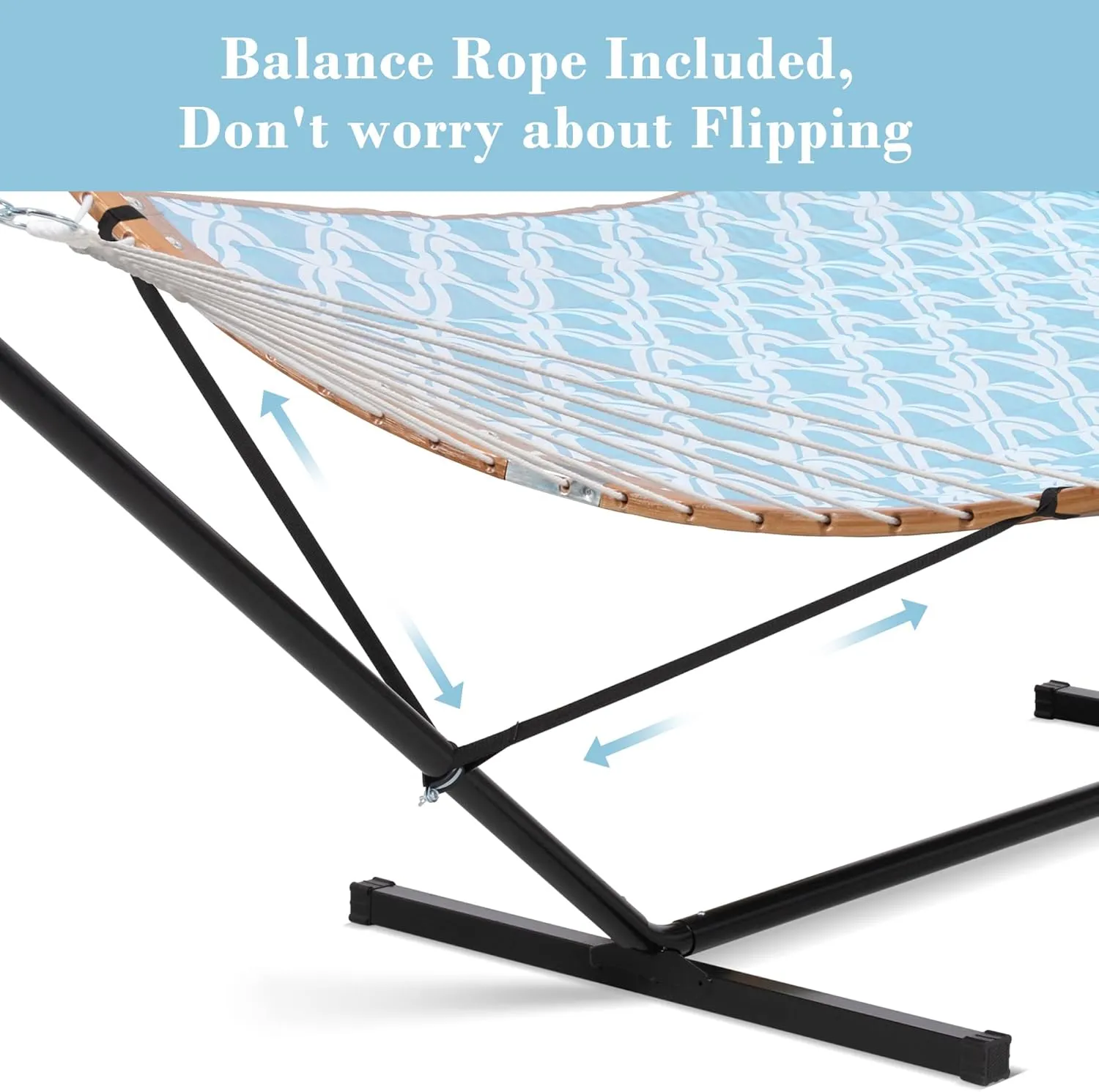 SUNCREAT 2 Person Outdoor Hammock with Curved Spreader Bar, Heavy Duty Patio Hammock with Stand for Outdoor, Garden, Backyard, Green Drops