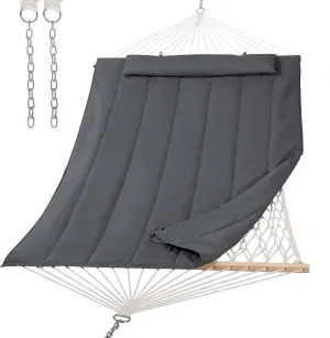 SUNCREAT Hammocks for Outside, Two Person Hammock for Patio, Garden, Porch, Outdoor, Dark Grey
