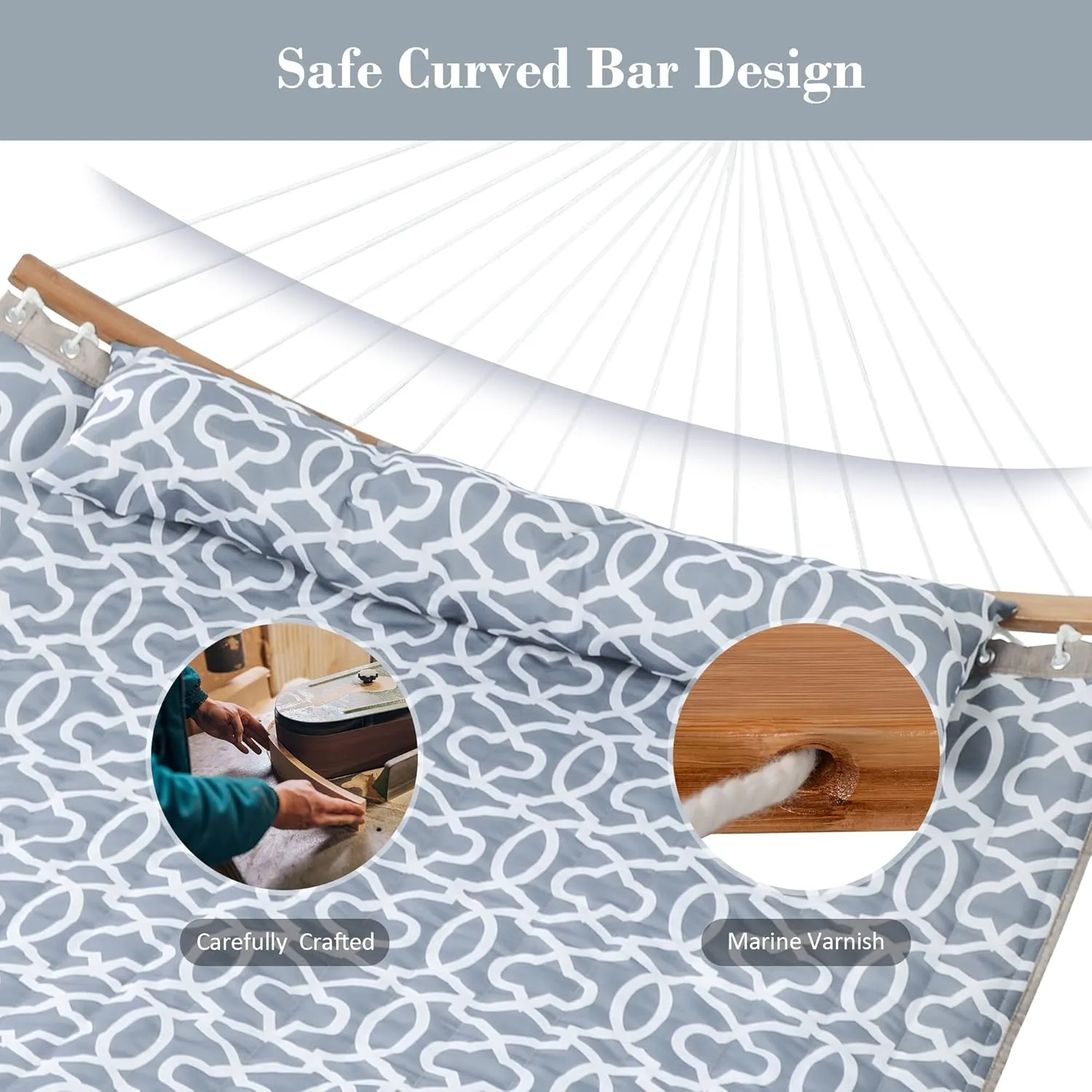 SUNCREAT Hammocks for Outside with Stand, Freestanding Hammock with Frame, 450 lbs Capacity, Grey Pattern