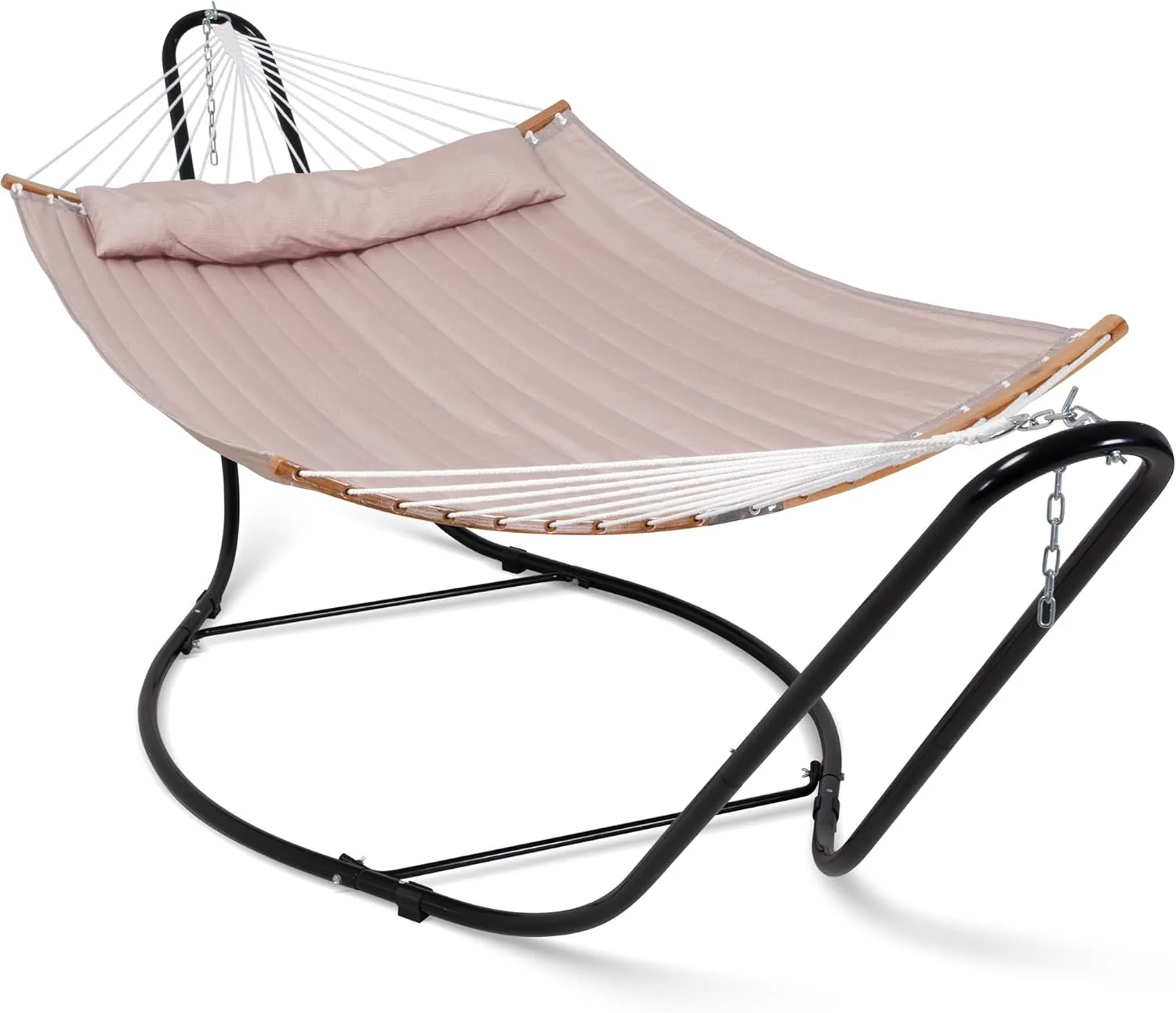 SUNCREAT Hammocks Outdoor Portable Hammock with Stand, 475 lbs Capacity, Heavy Duty Double Hammock with Stand Included, Patent Pending, Tan