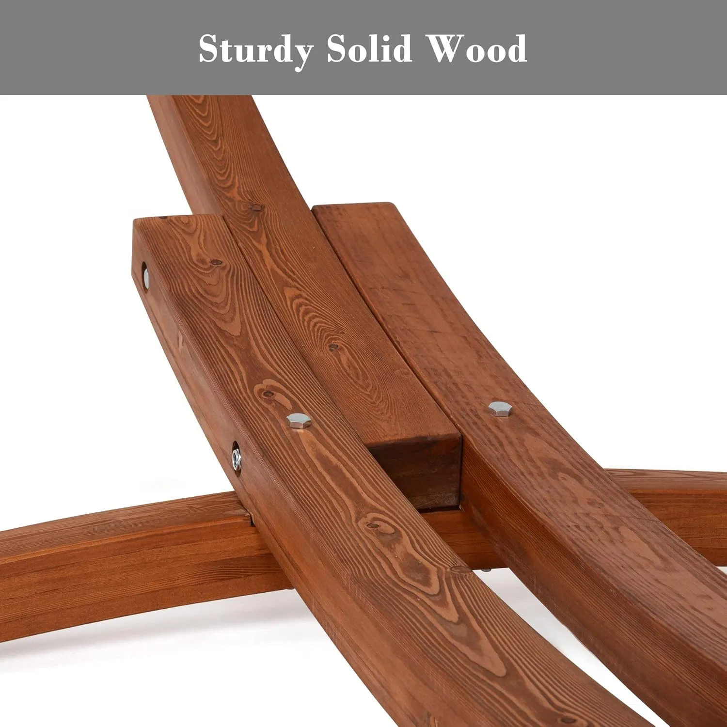 SUNCREAT Hammocks Patio Hammock with Stand, 2 Person Heavy Duty Curved Hammock with 13.5 ft Wooden Stand, Tan