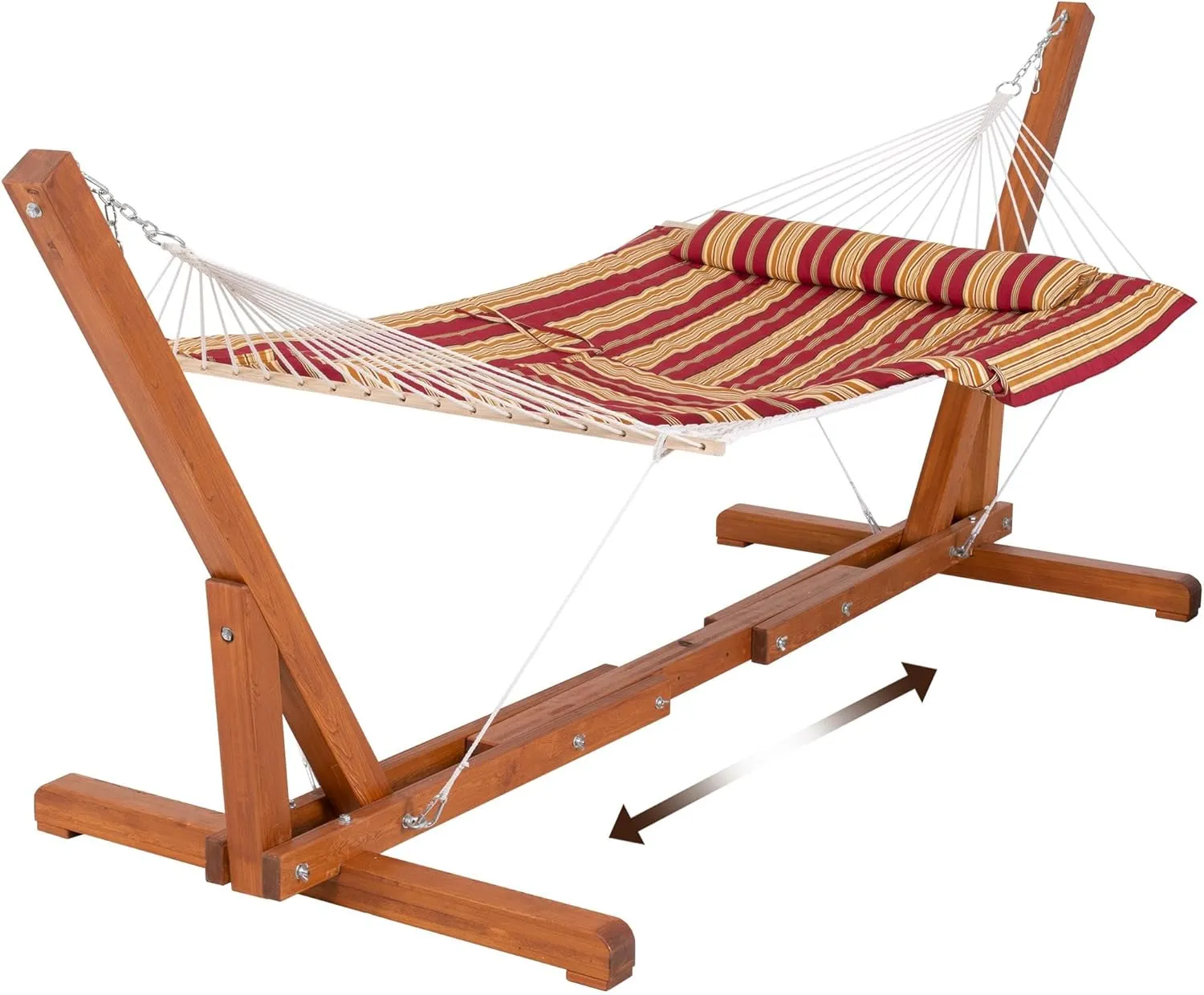 SUNCREAT Hammocks Portable Hammock with Stand, Hammock with Stand 2 Person Heavy Duty for Bedroom, Backyard, Patio, Balcony, Red Stripe