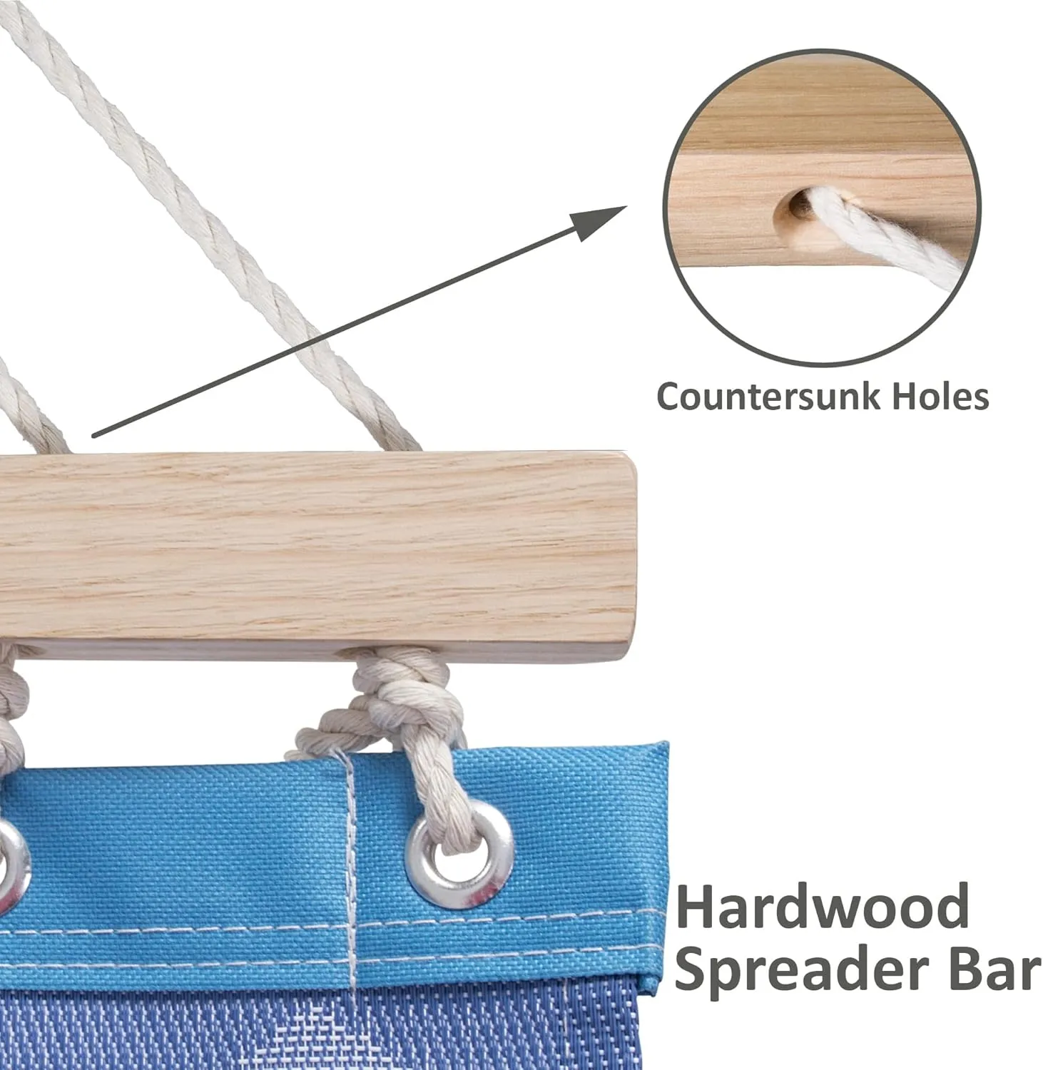 SUNCREAT Portable Double Outdoor Hammock, 450lbs Capacity, Quick Dry 2 Person Hammock with Hardwood Spreader Bar, Blue Waves