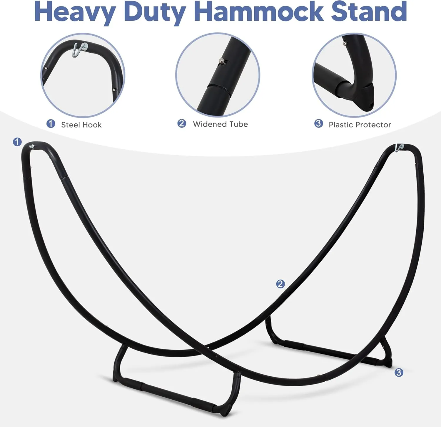 SUNCREAT Portable Large Hammock with Stand, Two Person Hammock with Stand Included, Patent Pending, Blue White