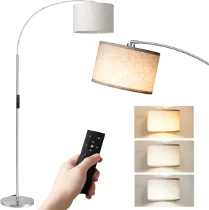 SUNMORY Arc Floor Lamp with Remote,Modern Floor Lamp with Stepless Dimmable Bulb,75″Height Tall Lamp for Living Room with Hanging Drum Shade and Weighted Base.Mid Century Standing Lamp for Bedroom.