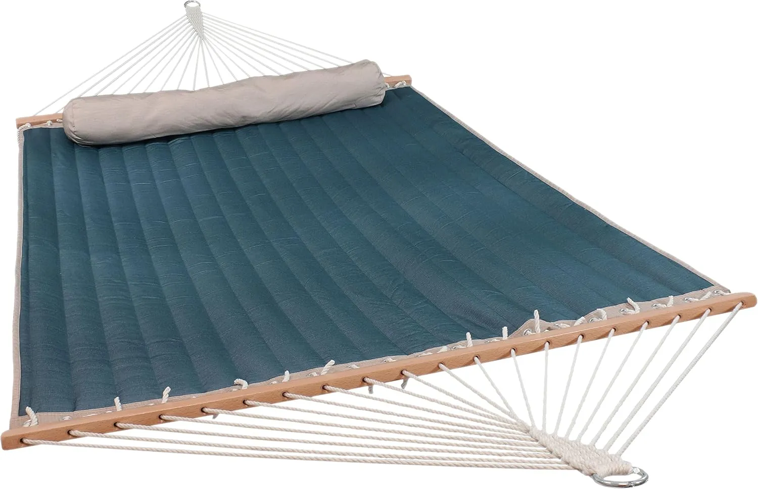 Sunnydaze Double Quilted Polyester Hammock with Detachable Pillow - 440-Pound Capacity - Tidal Wave