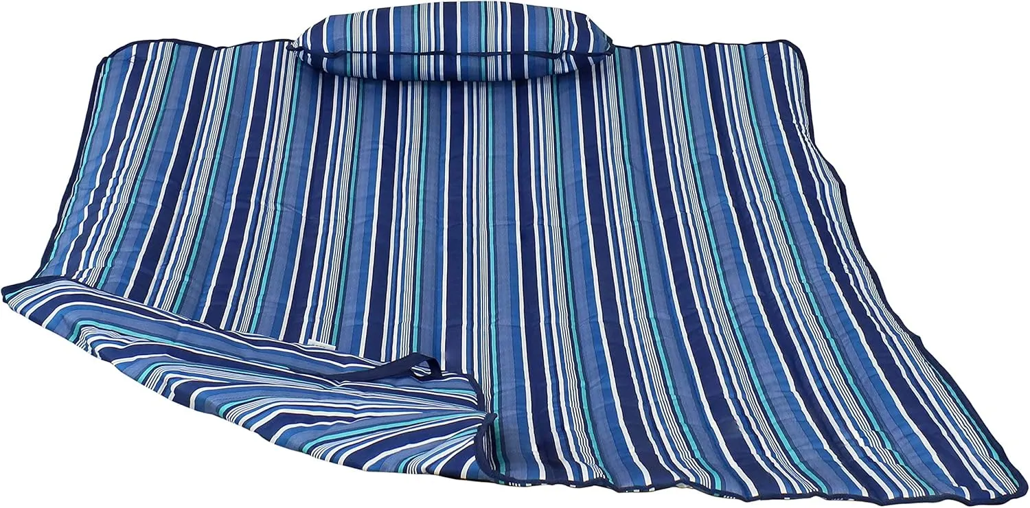Sunnydaze Polyester Quilted Hammock Pad and Pillow Set - Weather-Resistant - Breakwater Stripe