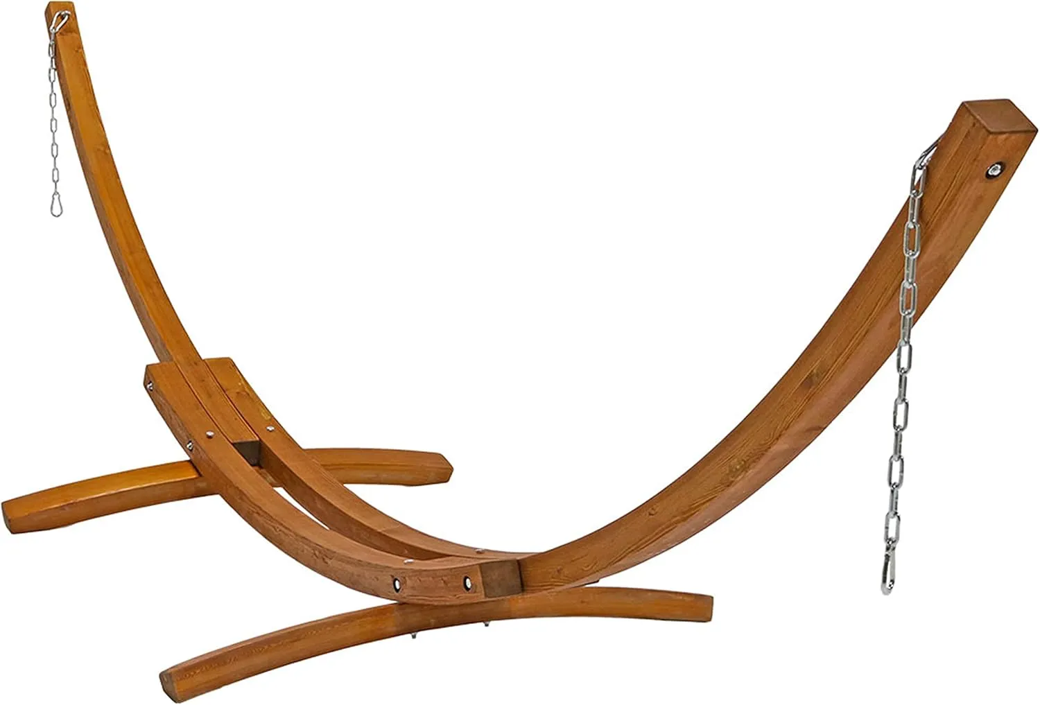 Sunnydaze Quilted Double Fabric Hammock with 13-Foot Curved Arc Wood Stand - 400 Pound Capacity - Red and Stripe