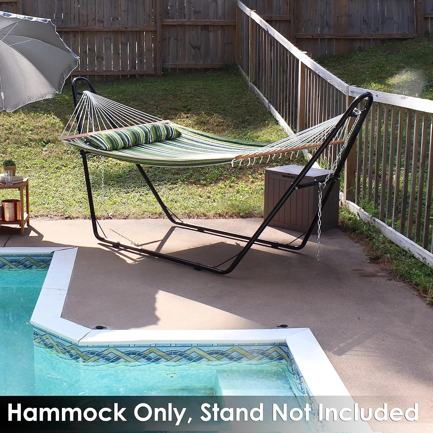 Sunnydaze Quilted Outdoor Hammock with Spreader Bars - Heavy-Duty 450-Pound Capacity Double Hammock for Outside - Melon Stripe
