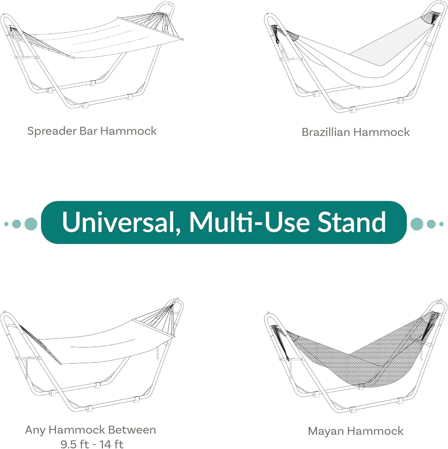 Sunnydaze Universal Double Hammock Stand Only - 550-Pound Capacity - Heavy-Duty Hammock Stand for Outside - Fits 9 to 14 Foot Hammocks - Bronze