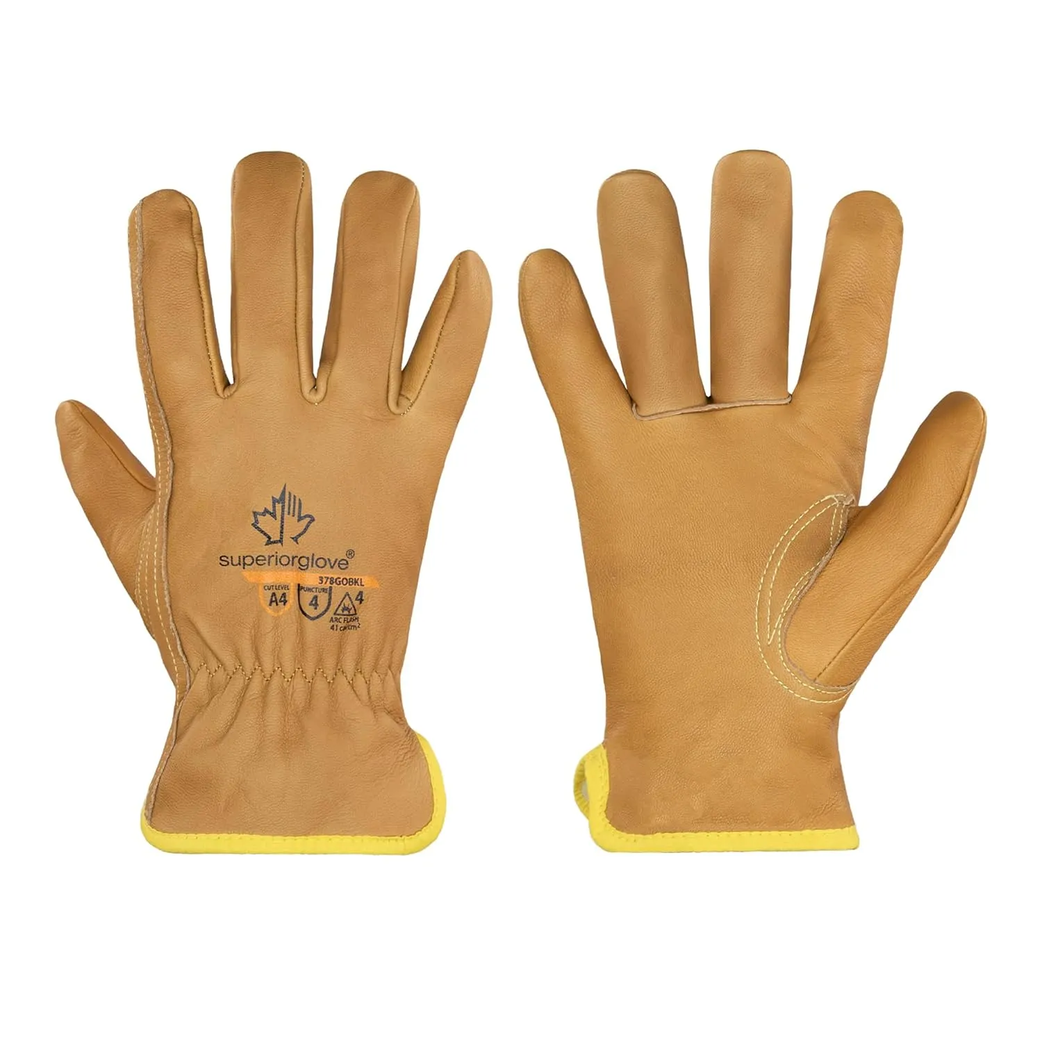 Superior Glove Endura Cut and Water Resistant Leather Work Gloves for Men & Women – 378GOBKL Large (Pack of 1 Pair)