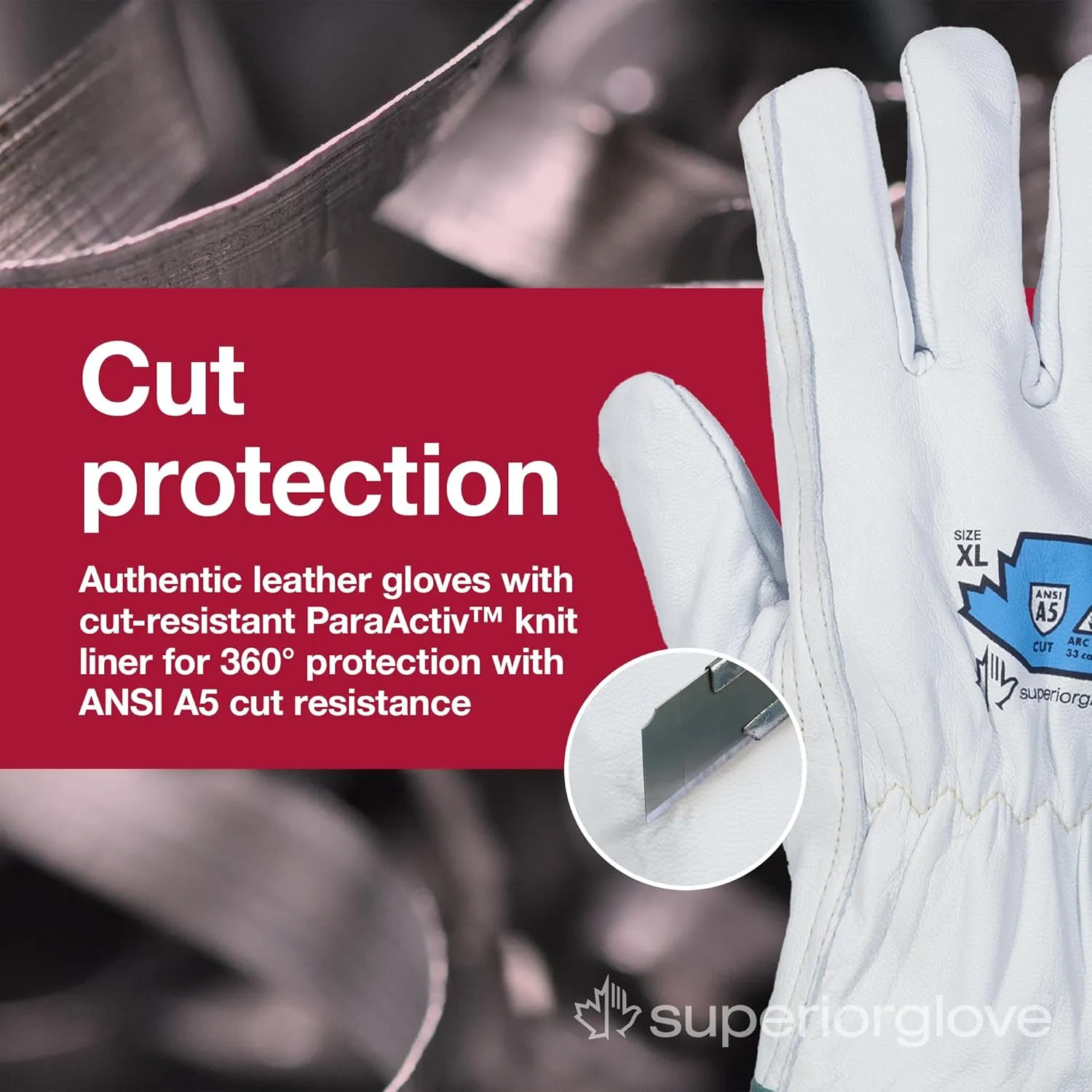 Superior Glove Endura Goatskin Leather Work Gloves Arc Flash Cut Resistant Safety Hand Protection