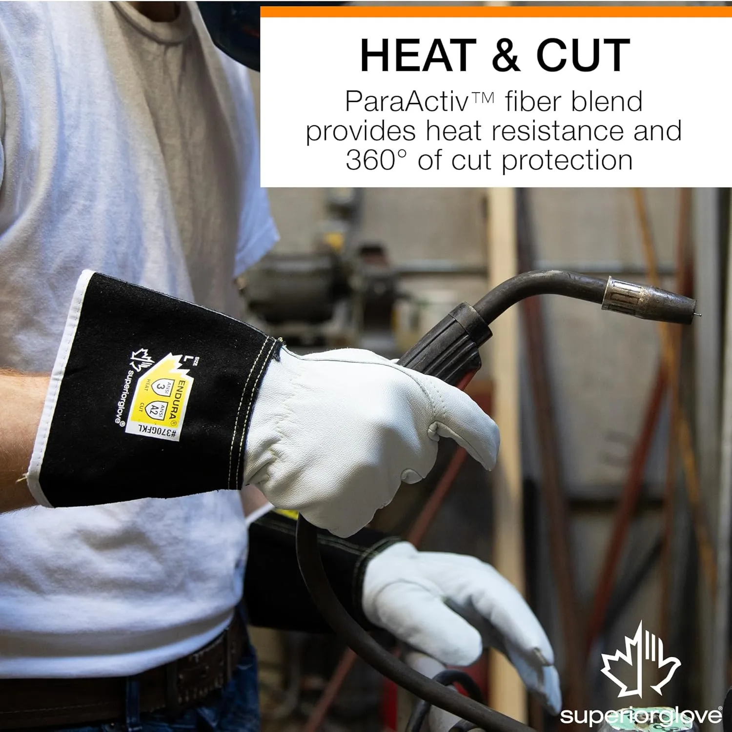 Superior Glove Precision Arc Goatskin Leather TIG Welding Gloves with ParaActiv Liner Cut Protection 370GFKLL (1 Pair Work Gloves) Medium