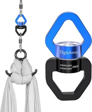 Swing Swivel Hanger, Aluminium Alloy 35KN Swing Spinner, Swivel Hooks for Children's Swing,Aerial Yoga,Web Tree Swing,Hanging Hammock Indoor Outdoor(Black-Blue with 2 Carabiners)