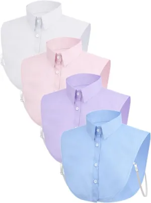 Syhood 4 Pcs Fake Collar Detachable False Dickey Collar Half Shirts Round for Women Outfits