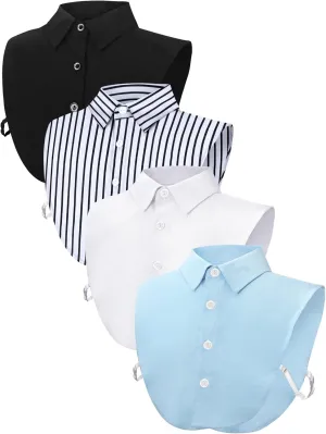 Syhood 4 Pcs Fake Collar Detachable False Dickey Collar Half Shirts Round for Women Outfits