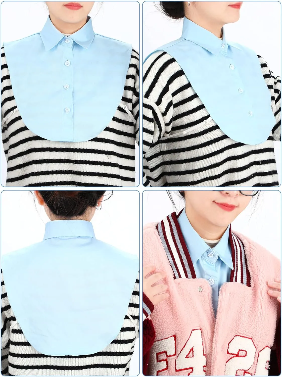 Syhood 4 Pcs Fake Collar Detachable False Dickey Collar Half Shirts Round for Women Outfits