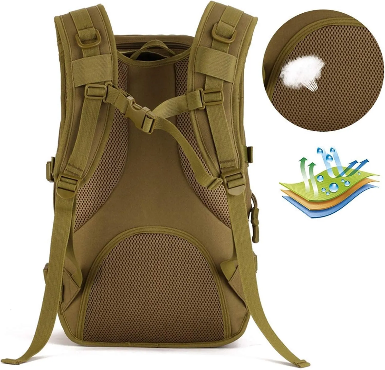 Tactical Backpack 40L Military Backpack 900D Nylon Waterproof Army Rucksack Camping Hiking Fishing Hunting Bag(S413-40-Jungle digital)