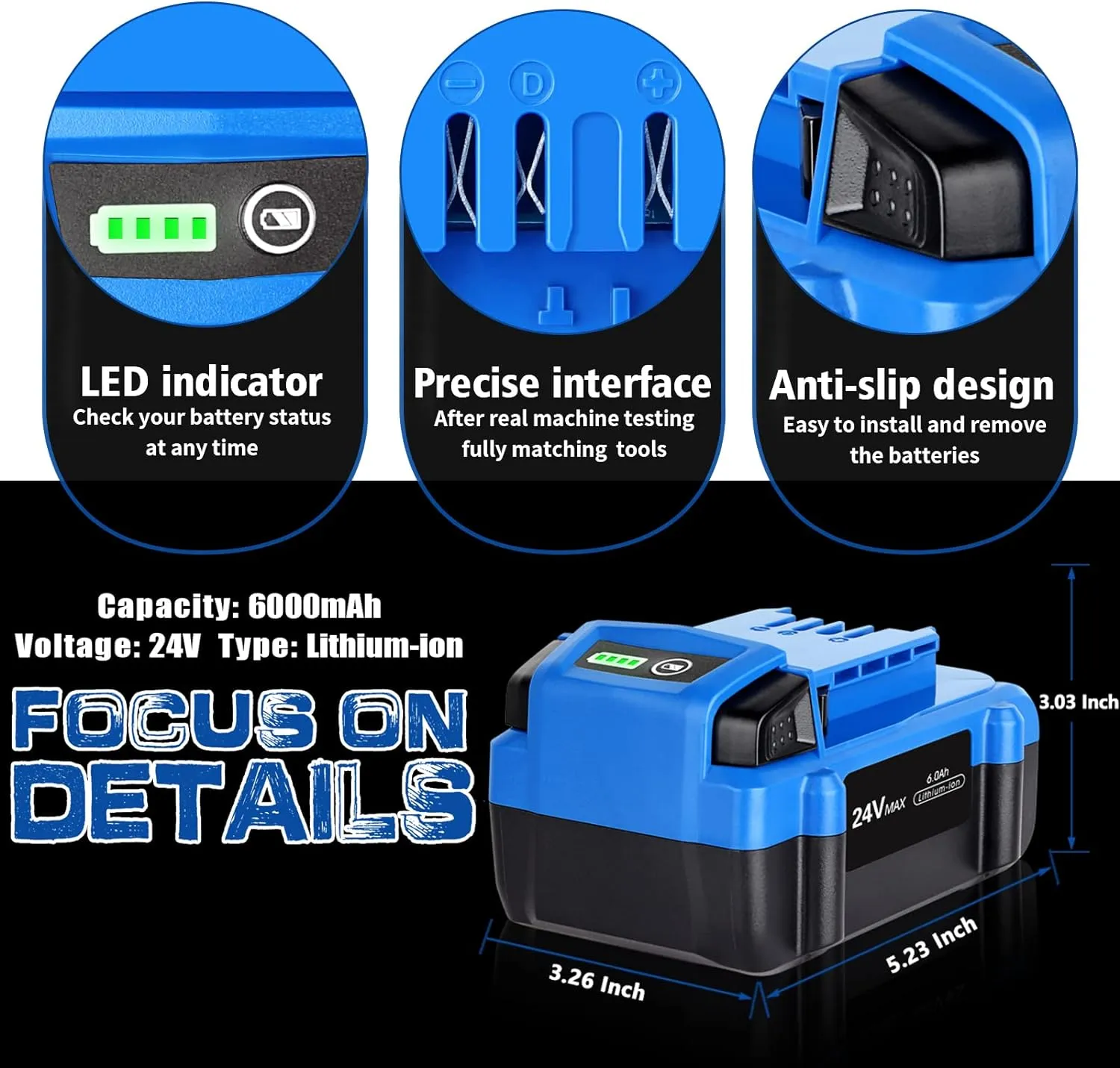 TenHutt 【Upgrade】 6.0Ah Replace Battery for Kobalt 24V Battery MAX KB624-03 KB524-03 KB424-03 KB224-03 KB124-03 0673802 Cordless Tools Lithium Ion Battery[Can't FIT Snow Joe &Sun Joe &Chain Saw]