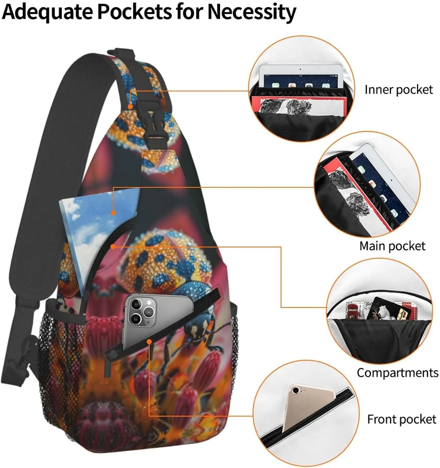 The Hard Shell Of The Ladybug Sling Bag For Men Crossbody Backpack,Women Shoulder Bag For Travel Sport