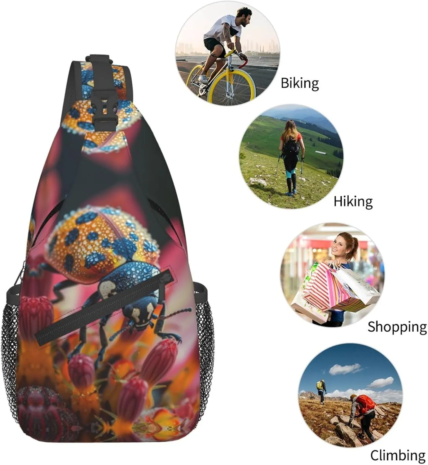 The Hard Shell Of The Ladybug Sling Bag For Men Crossbody Backpack,Women Shoulder Bag For Travel Sport