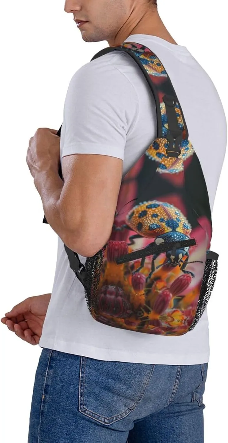 The Hard Shell Of The Ladybug Sling Bag For Men Crossbody Backpack,Women Shoulder Bag For Travel Sport