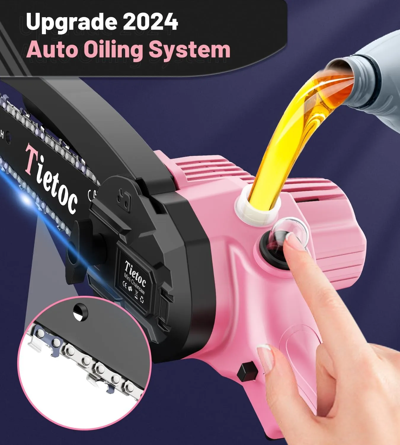 Tietoc Pink Mini Chainsaw 6 Inch Cordless, Portable Electric Chain Saw Small Handheld Battery Powered Super Saws, Tools for Household & Garden, Valentine's Day Gifts for Her Him Women Mom Mothers 2025