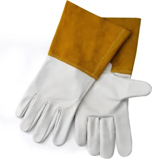 Tig Welding Gloves Unlined Grain Cowhide leather with 4" Cuff and fireproof Thread Stitch Welders Gloves
