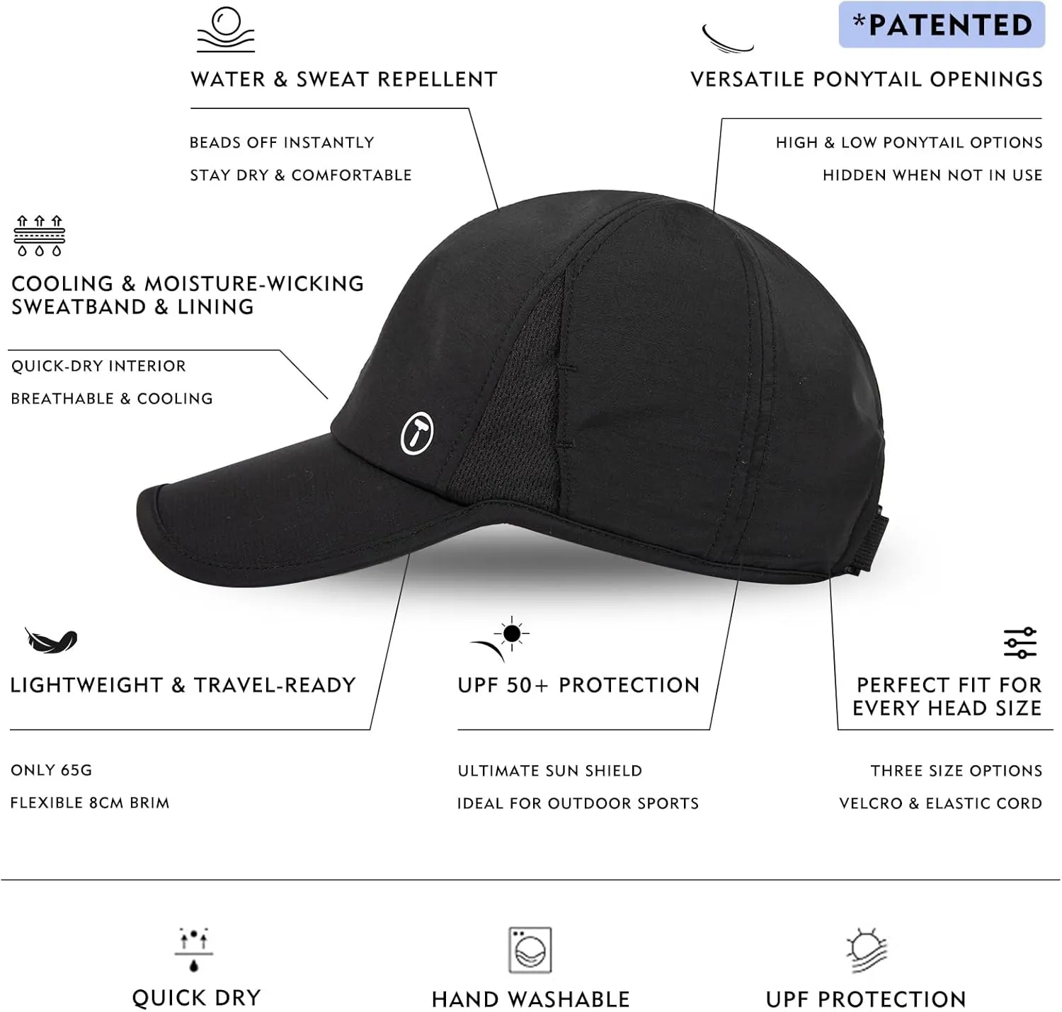 TOP-EX Cooling UV 50 High Ponytail Baseball Cap for Women - Most Women Start with S/M - Breathable for Running Golf Sports