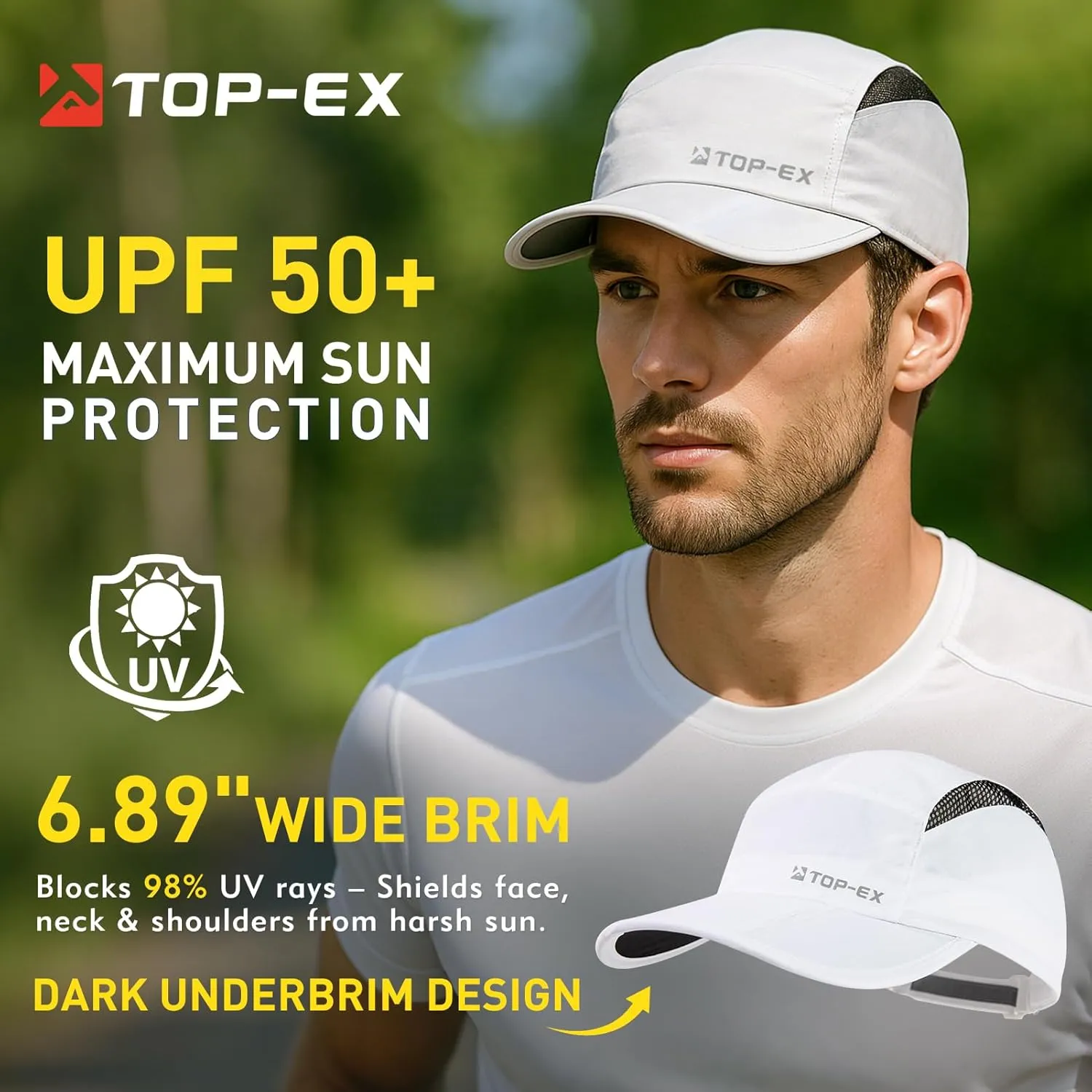 TOP-EX Oversized XL XXL Foldable Reflective Unstructured Design Running Breathable Cooling Quick Dry Baseball Caps