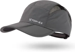 TOP-EX Oversized XL XXL Foldable Reflective Unstructured Design Running Breathable Cooling Quick Dry Baseball Caps