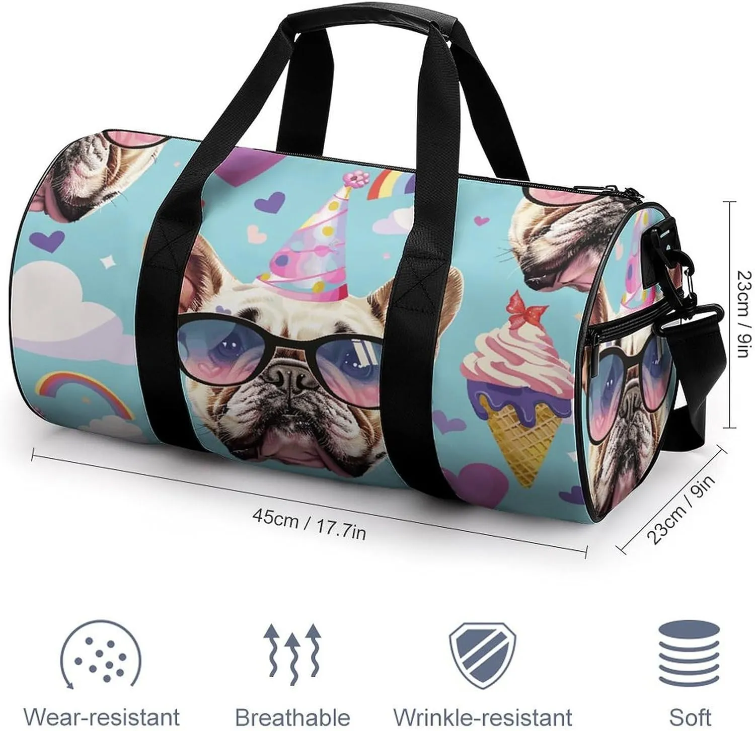 Travel Duffel Bag for Men And Women,Cartoon Style Pattern Waterproof Sports Fitness Bag Portable Travel Duffel Bag