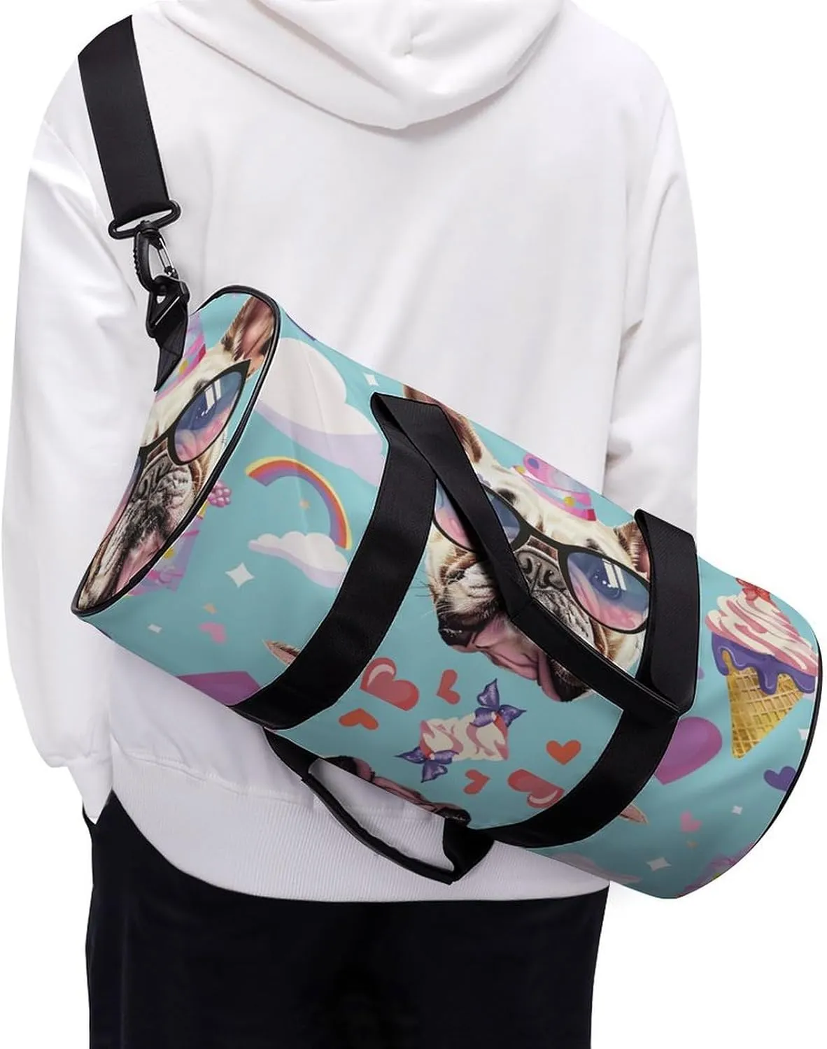 Travel Duffel Bag for Men And Women,Cartoon Style Pattern Waterproof Sports Fitness Bag Portable Travel Duffel Bag