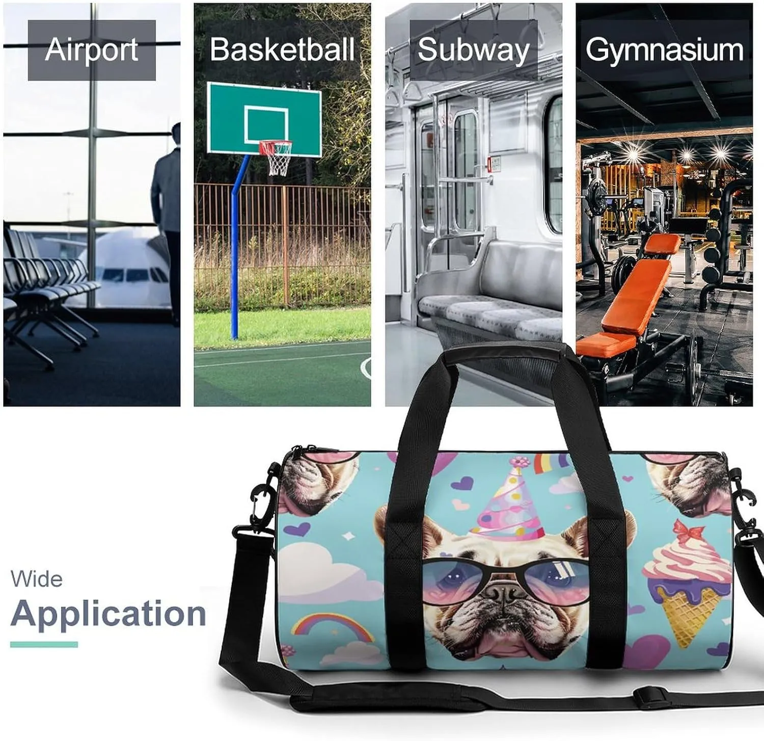 Travel Duffel Bag for Men And Women,Cartoon Style Pattern Waterproof Sports Fitness Bag Portable Travel Duffel Bag
